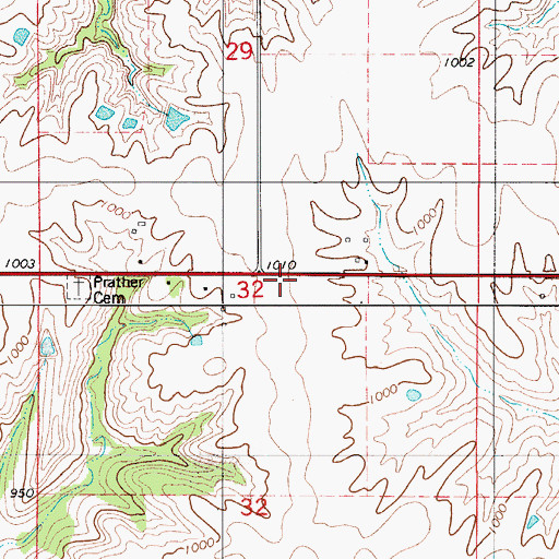 Topographic Map of Wayne School, IA