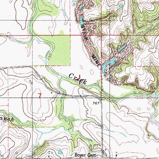 Topographic Map of Whippoorwill Branch, IA