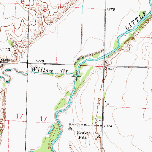 Topographic Map of Willow Creek, IA