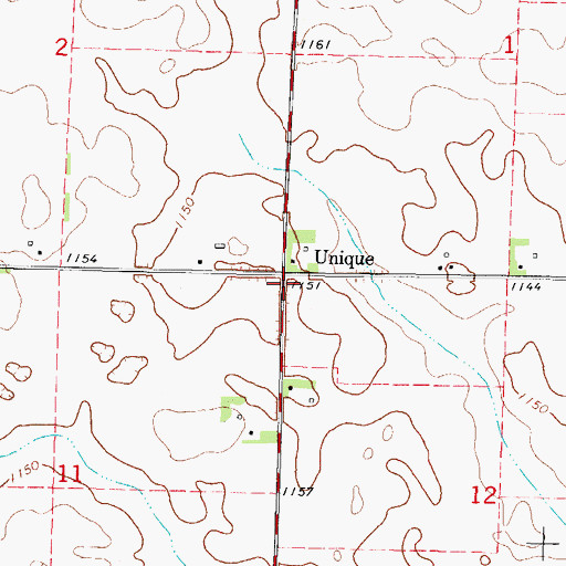 Topographic Map of Unique, IA