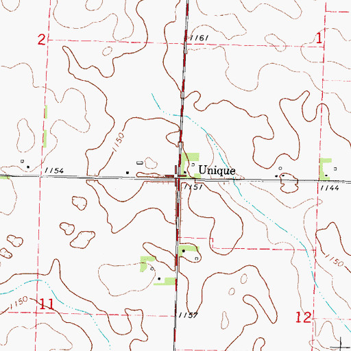 Topographic Map of Unique, IA