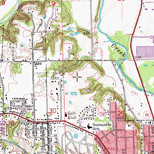 Topographic Map of Crystal Springs Golf Club Post Office (historical), IA