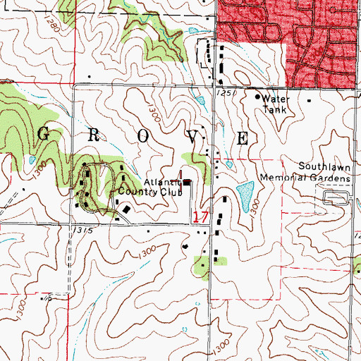 Topographic Map of Atlantic Country Club, IA