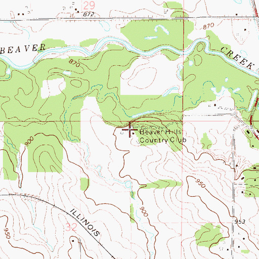 Topographic Map of Beaver Hill Country Club, IA