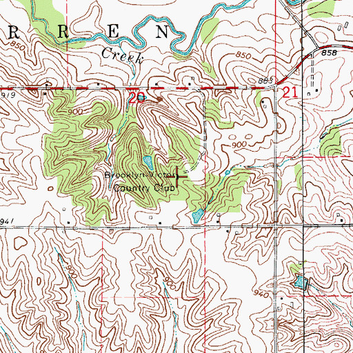 Topographic Map of Brooklyn-Victor Country Club, IA