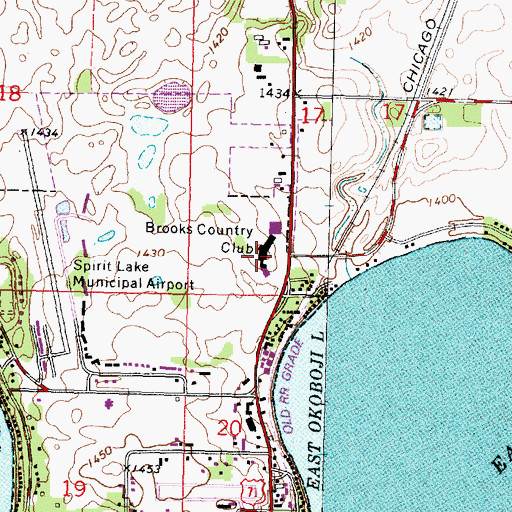 Topographic Map of Brooks Country Club, IA