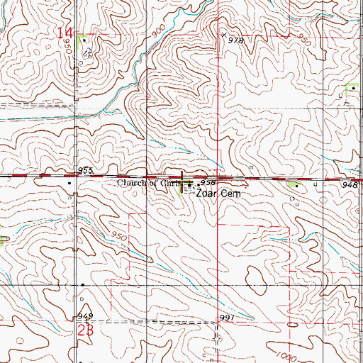 Topographic Map of Church of Christ Number 1, IA