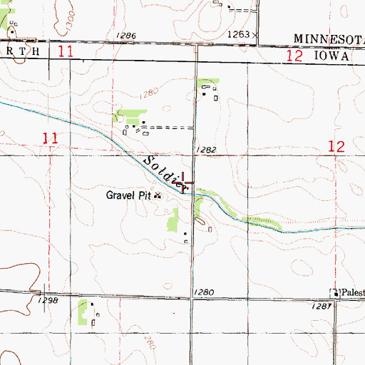 Topographic Map of County Ditch Number 53, IA