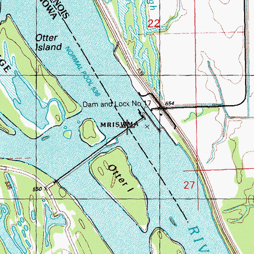 Topographic Map of Lock and Dam 17, IA