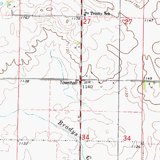 Topographic Map of Deer Creek Township Hall, IA