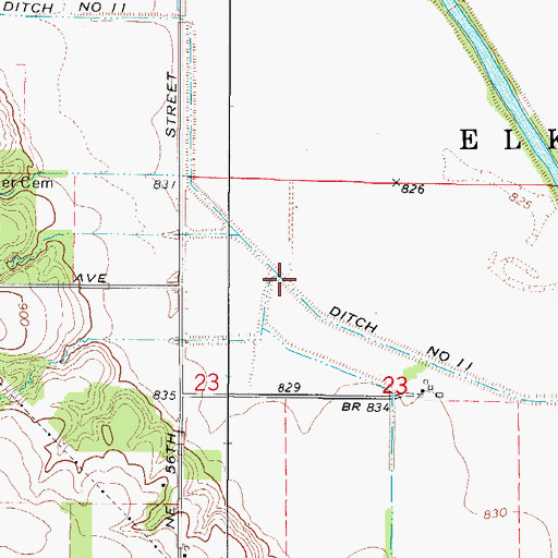 Topographic Map of Ditch Number 11, IA
