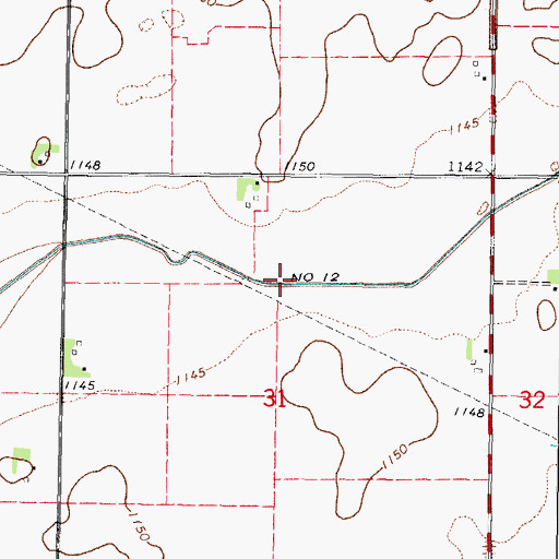 Topographic Map of Ditch Number 12, IA