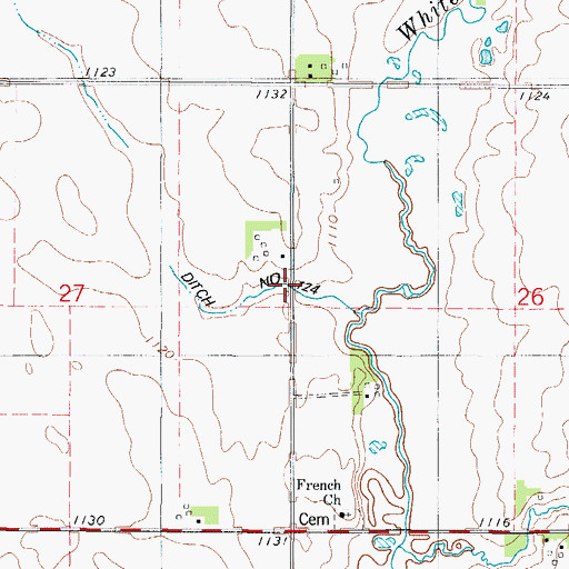 Topographic Map of Ditch Number 124, IA