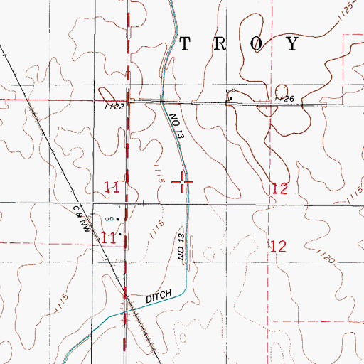 Topographic Map of Ditch Number 13, IA