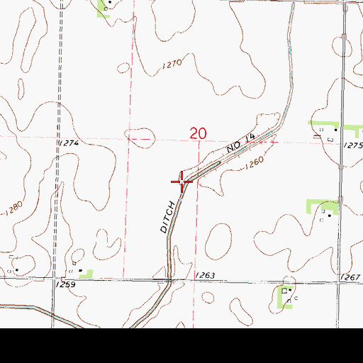 Topographic Map of Ditch Number 14, IA