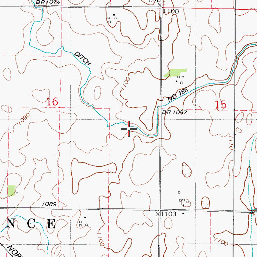 Topographic Map of Ditch Number 166, IA