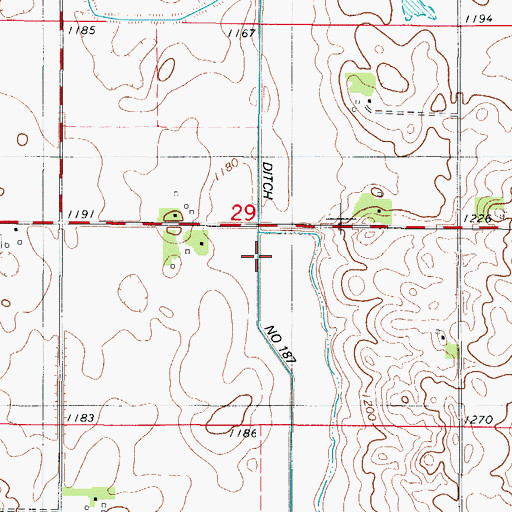 Topographic Map of Ditch Number 187, IA