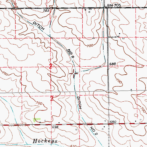 Topographic Map of Ditch Number 2, IA