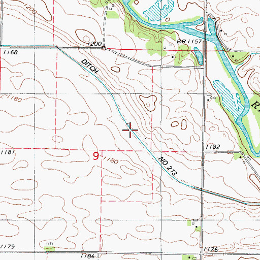 Topographic Map of Ditch Number 213, IA