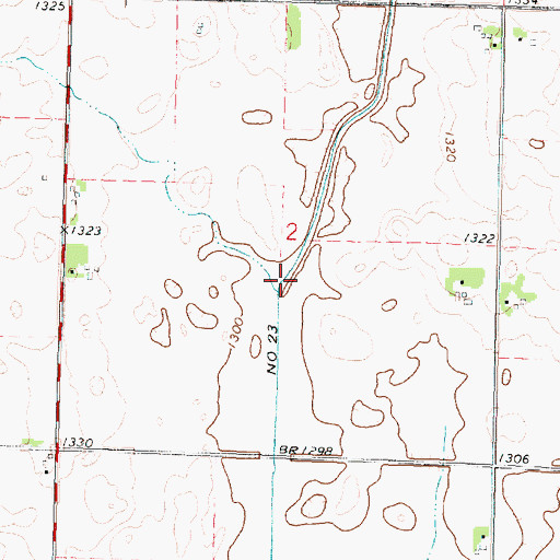 Topographic Map of Ditch Number 23, IA