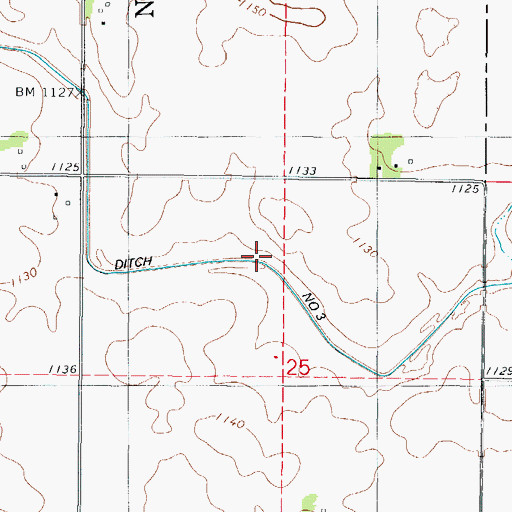 Topographic Map of Ditch Number 25, IA