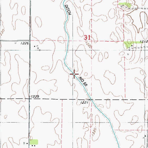 Topographic Map of Ditch Number 55, IA