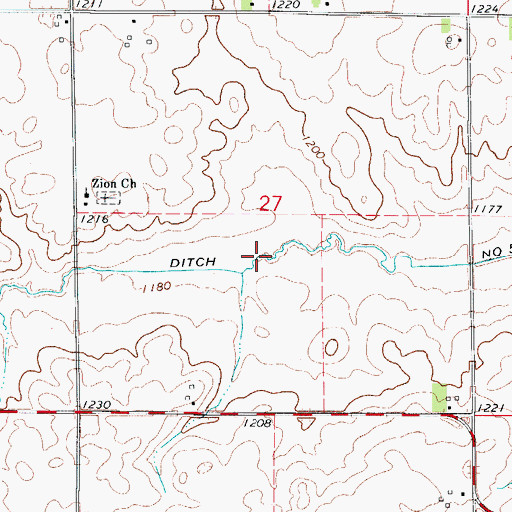 Topographic Map of Ditch Number 55, IA