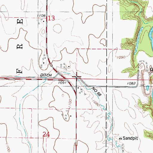 Topographic Map of Ditch Number 68, IA