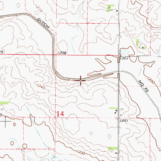Topographic Map of Ditch Number 70, IA