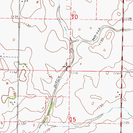 Topographic Map of Drainage Ditch Number 117, IA