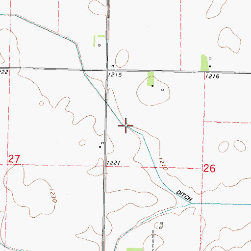 Topographic Map of Drainage Ditch Number 164, IA
