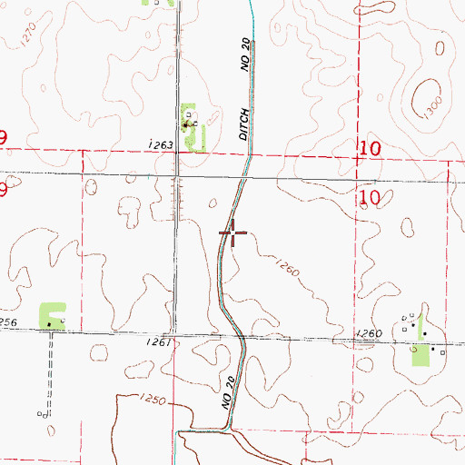 Topographic Map of Drainage Ditch Number 20, IA
