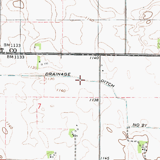 Topographic Map of Drainage Ditch Number 21, IA