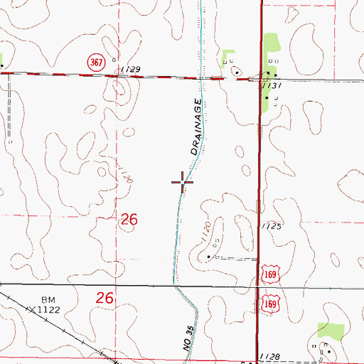 Topographic Map of Drainage Ditch Number 35, IA