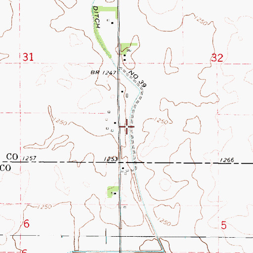 Topographic Map of Drainage Ditch Number 39, IA