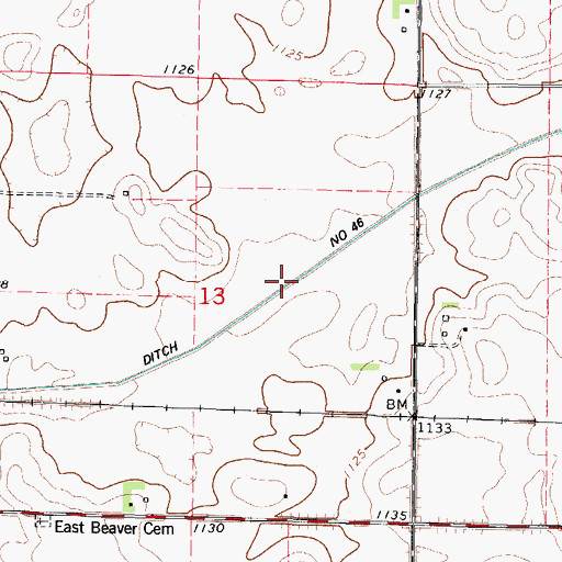 Topographic Map of Drainage Ditch Number 46, IA