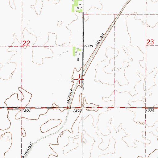 Topographic Map of Drainage Ditch Number 48, IA