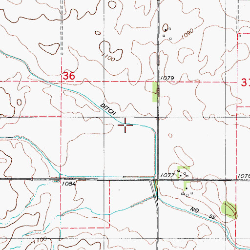 Topographic Map of Drainage Ditch Number 55, IA