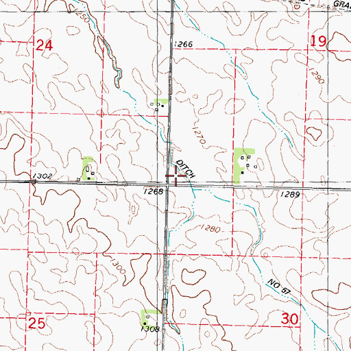 Topographic Map of Drainage Ditch Number 57, IA