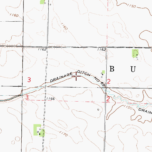 Topographic Map of Drainage Ditch Number 69, IA