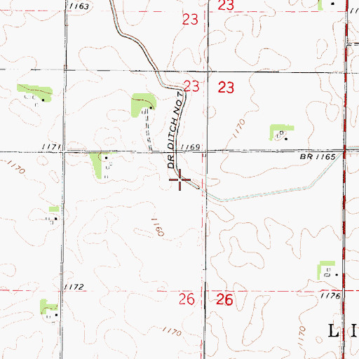 Topographic Map of Drainage Ditch Number 7, IA