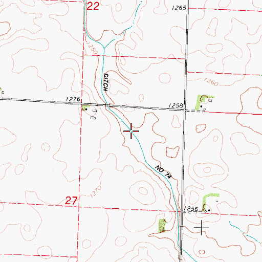 Topographic Map of Drainage Ditch Number 74, IA