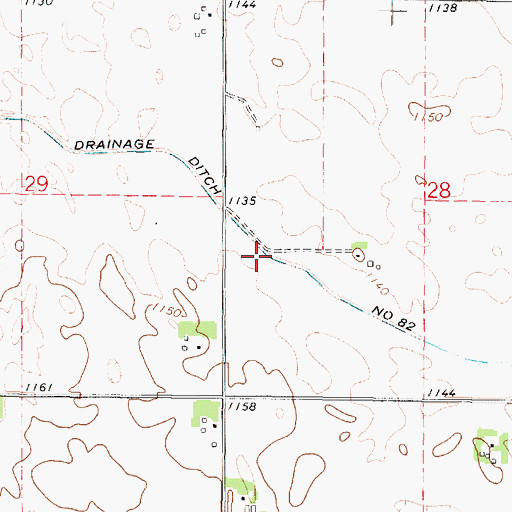 Topographic Map of Drainage Ditch Number 82, IA