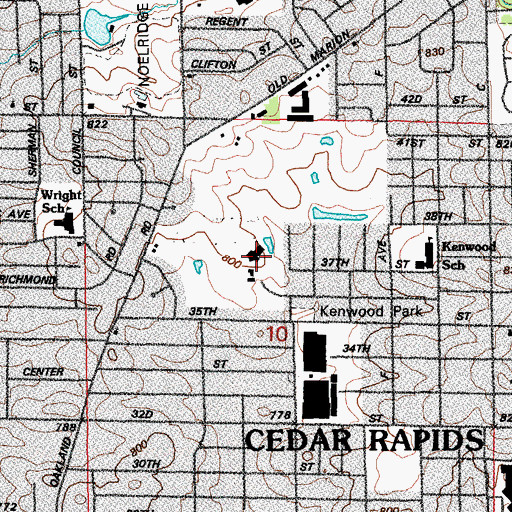 Topographic Map of Elmcrest Country Club, IA