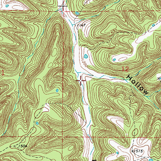Topographic Map of Big Mill Hollow, AR