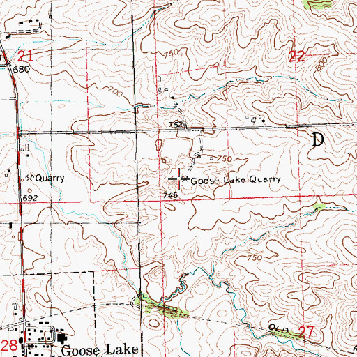 Topographic Map of Goose Lake Quarry, IA