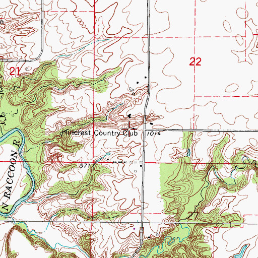 Topographic Map of Hillcrest Country Club, IA