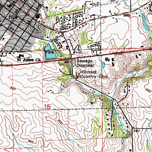 Topographic Map of Hillcrest Country Club, IA