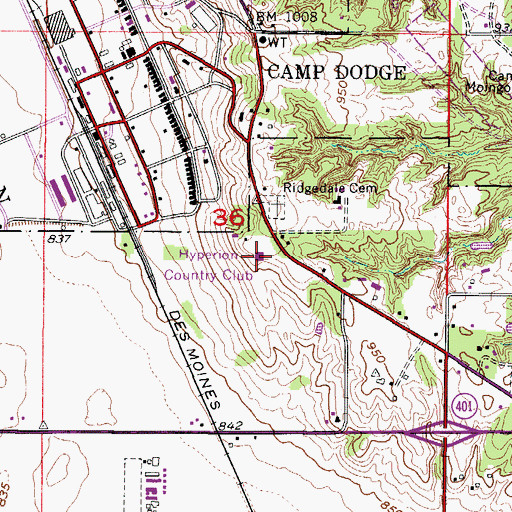Topographic Map of Hyperion Country Club, IA