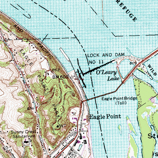Topographic Map of Lock and Dam 11, IA